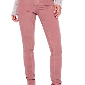 Free People mauve corduroys with frayed cuffs